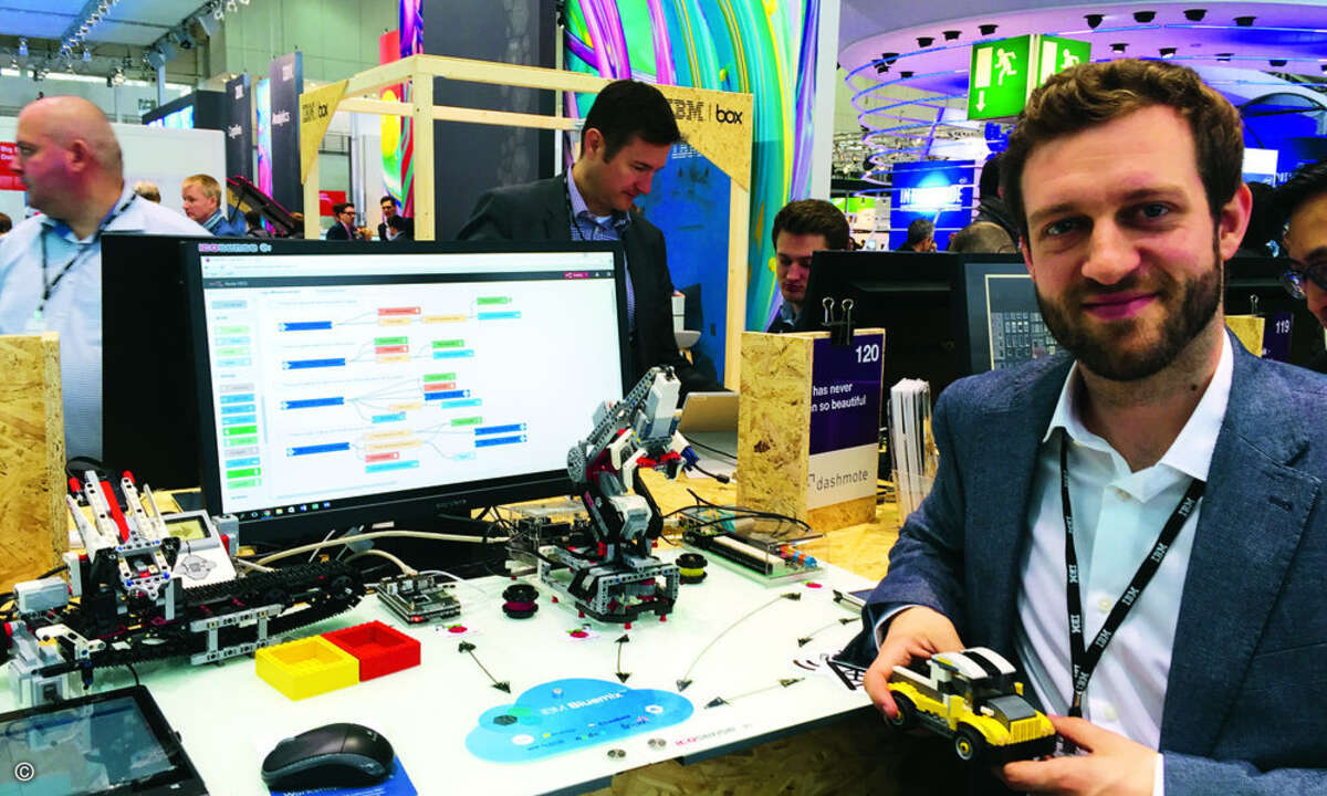 IcoSense hat eine Data-as-a-Service-Plattform für das IoT entwickelt. Hans-Peter Bareiner zeigte die Lösung mit einer Lego-Installation am CeBIT-Stand von IBM