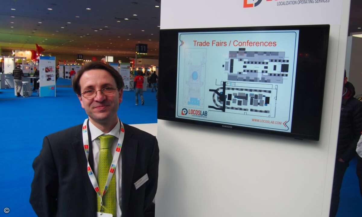Pedro José Marrón von Locoslab zeigte die Indoor-Navigations-Lösung des Spin-offs