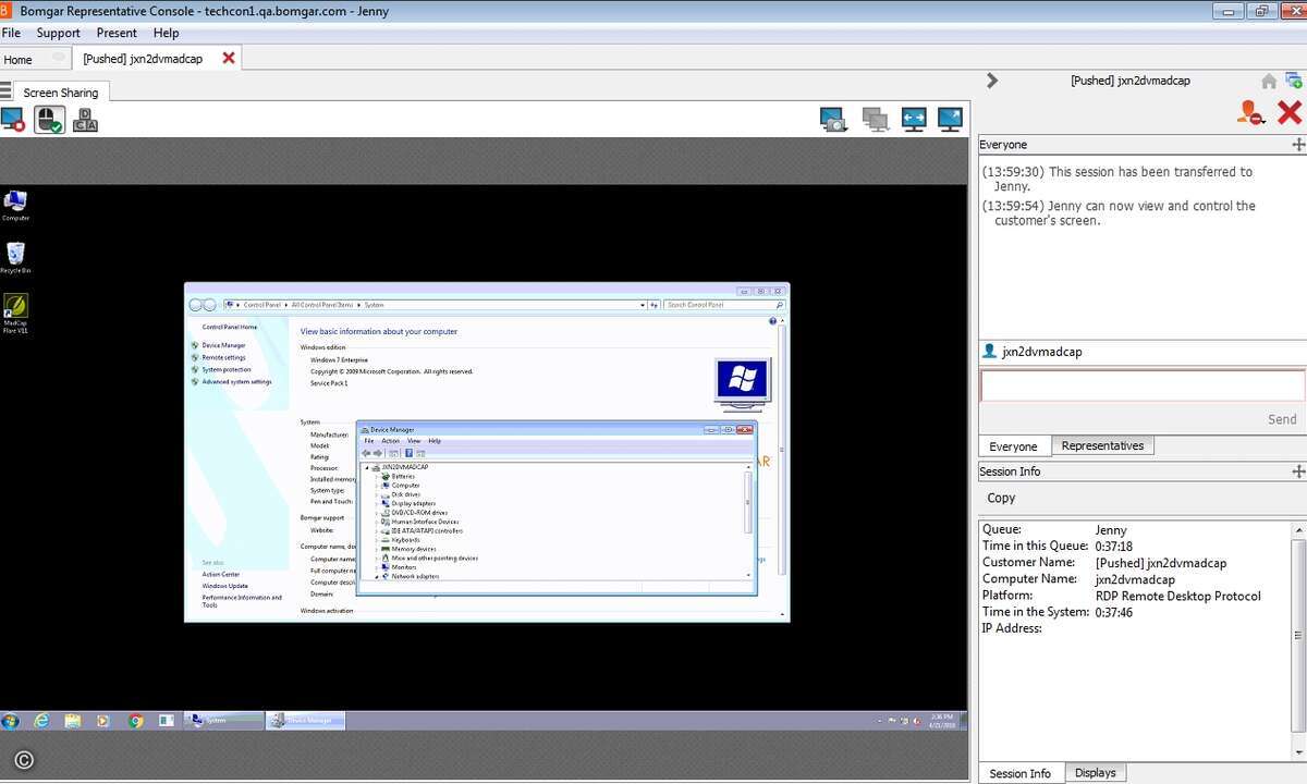Aufruf des Windows-Desktops eines entfernten Rechners mit »Bomgar Connect«