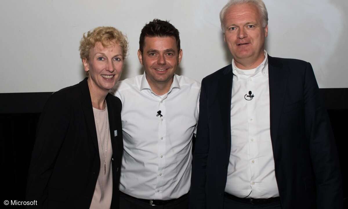 Das Microsoft-Team für Deutschland: Sabine Bendiek, Christoph Heiming und Floris van Heijst (rechts)