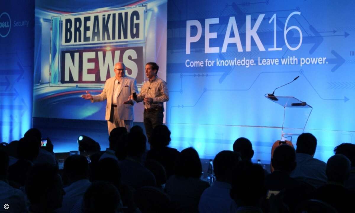 Sales-Chef Steve Patacky und Produkt-Chef Patrick Sweeney verkünden die große News: den Verkauf der Software-Sparte von Dell