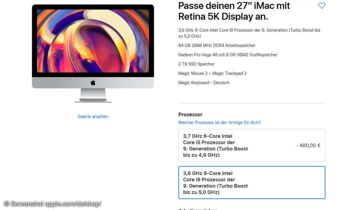 Für die Vollausstattung des neuen iMac mit 27 Zoll sind weit über 6.000 Euro fällig