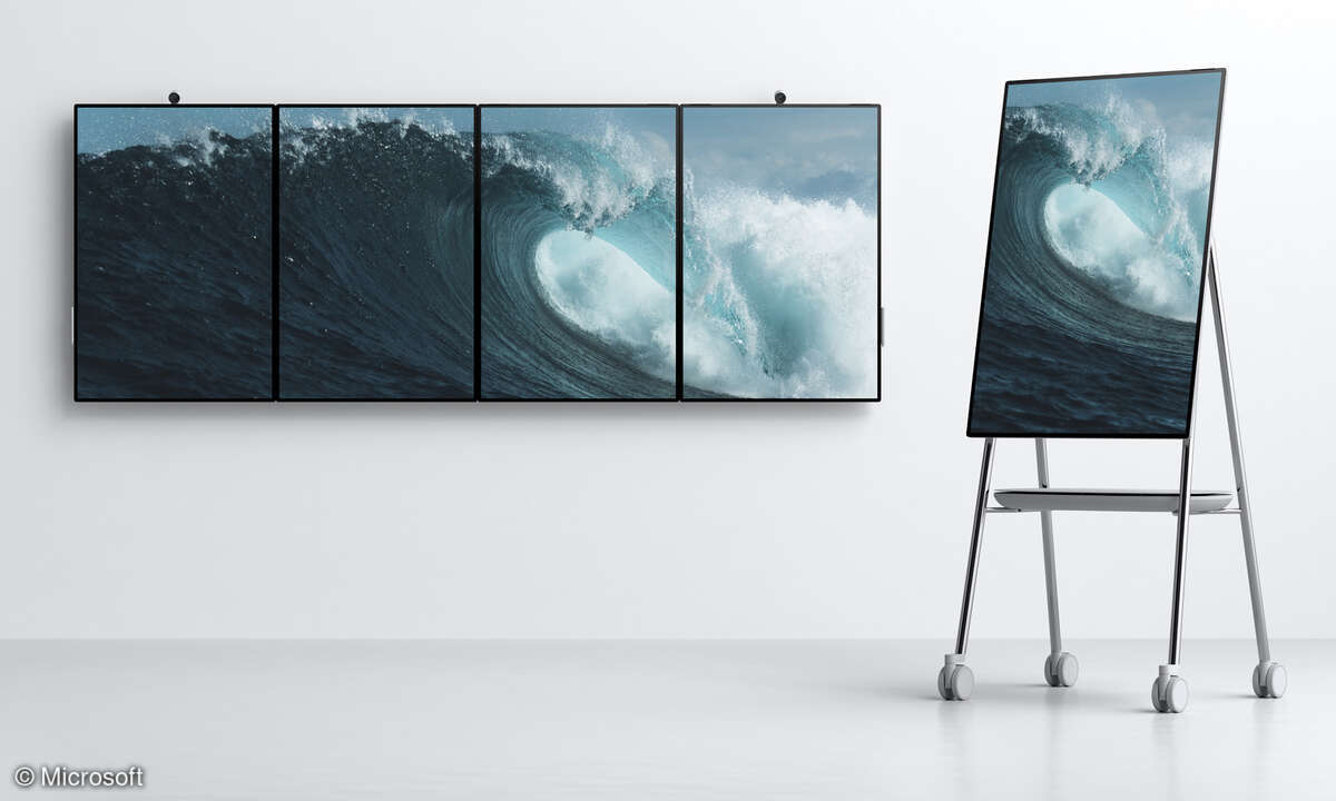 Bei Bedarf können bis zu vier Surface Hub 2S miteinander kombiniert werden