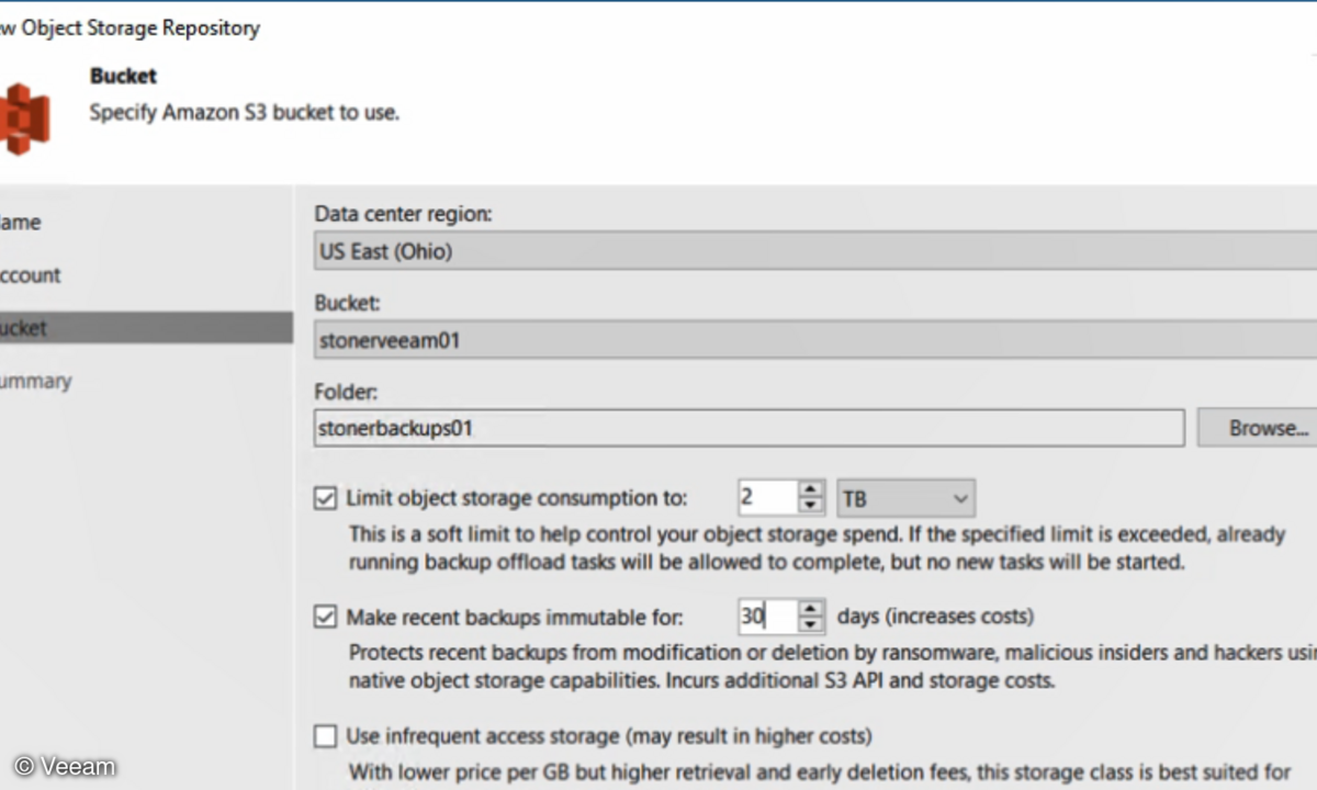 Veeam Availability Suite 10 S3 Bucket