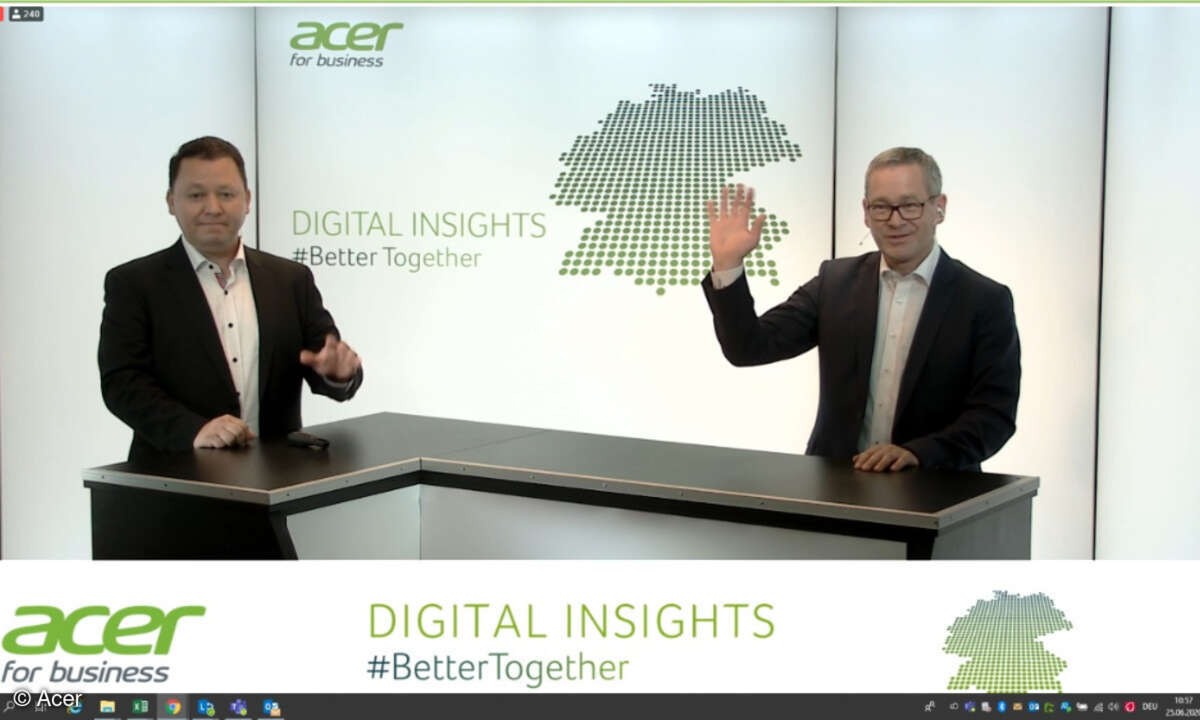 Gerrit Günther, Head of Commercial Sales, und Carsten Dreissig, Head of SMB Sales, bei Acers digitaler Partnerkonferenz