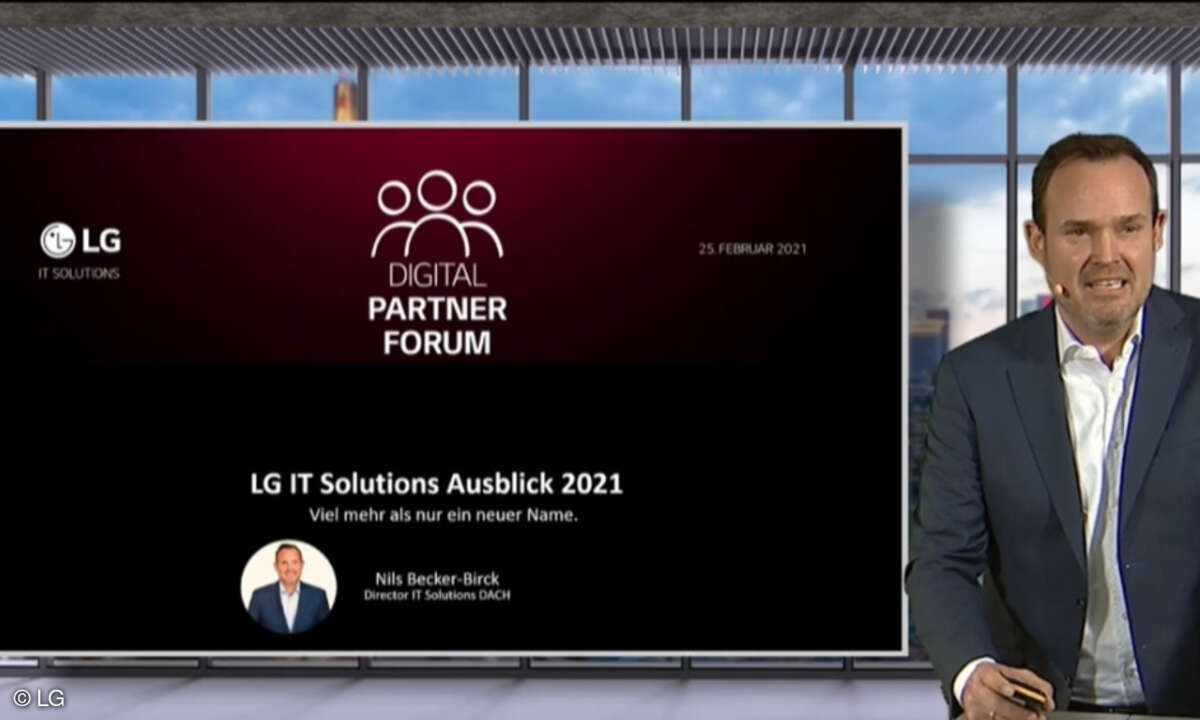 Nils Becker-Birck, Director LG IT Solutions, bei der Eröffnung des virtuellen Partner Forums von LG