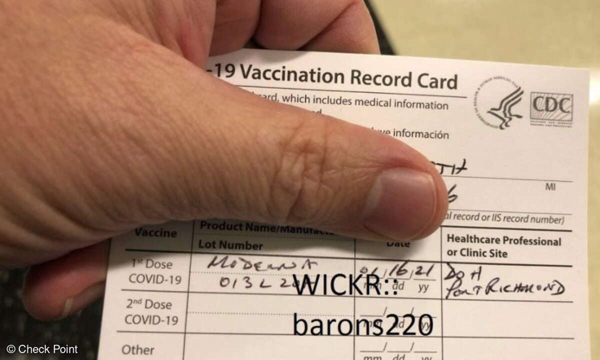 Werbe-Bild für gefälschte Zertifikate mit einem US-Zertifikat des CDC.