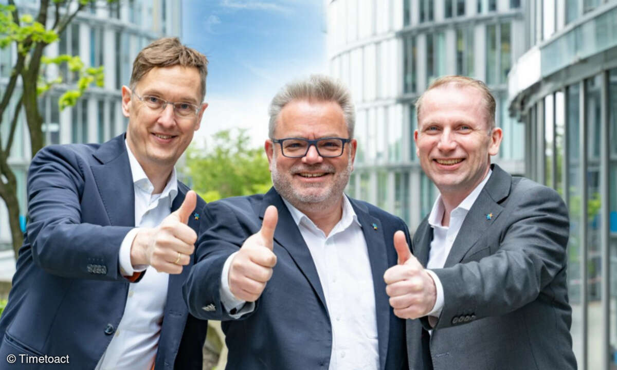Die Timetoact-Geschäftsführer CFO Frank Fuchs, Felix Binsack und Hermann Ballé (von links)