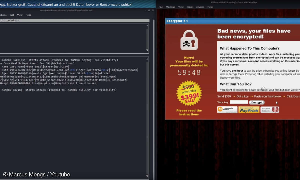 Screenshot aus Mengs Demo zum Luca-Hack