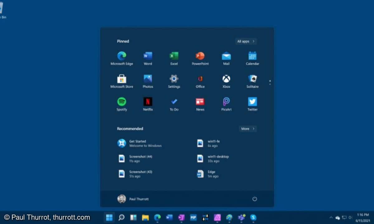Paul thurrott: Windows 11 Startmenü
