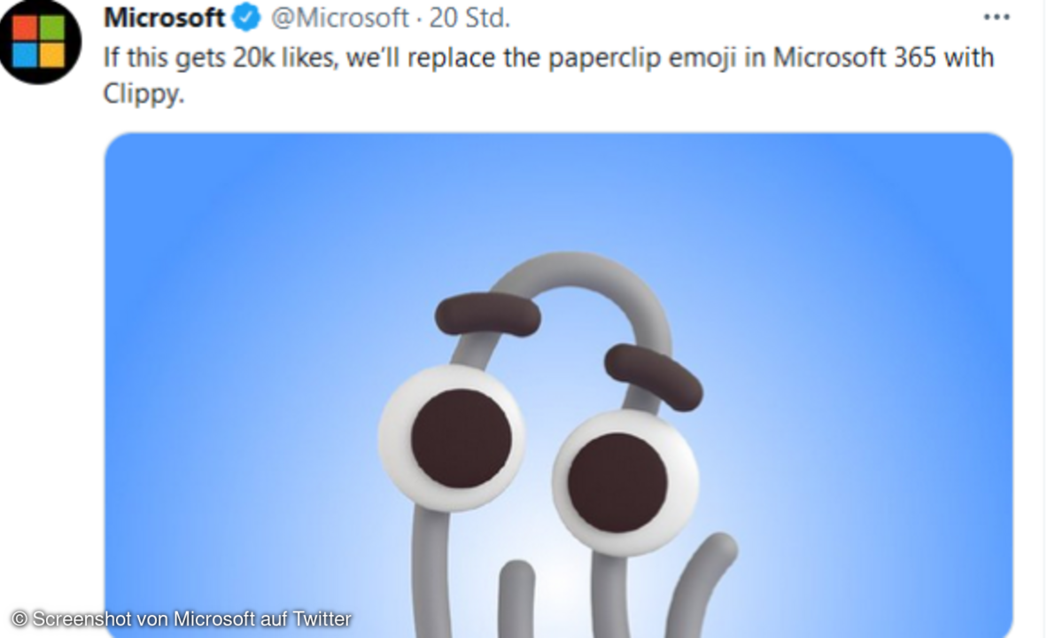 Ab 20.000 Likes auf Twitter wird Karl Klammer aka Clippy wieder zum Leben erweckt.