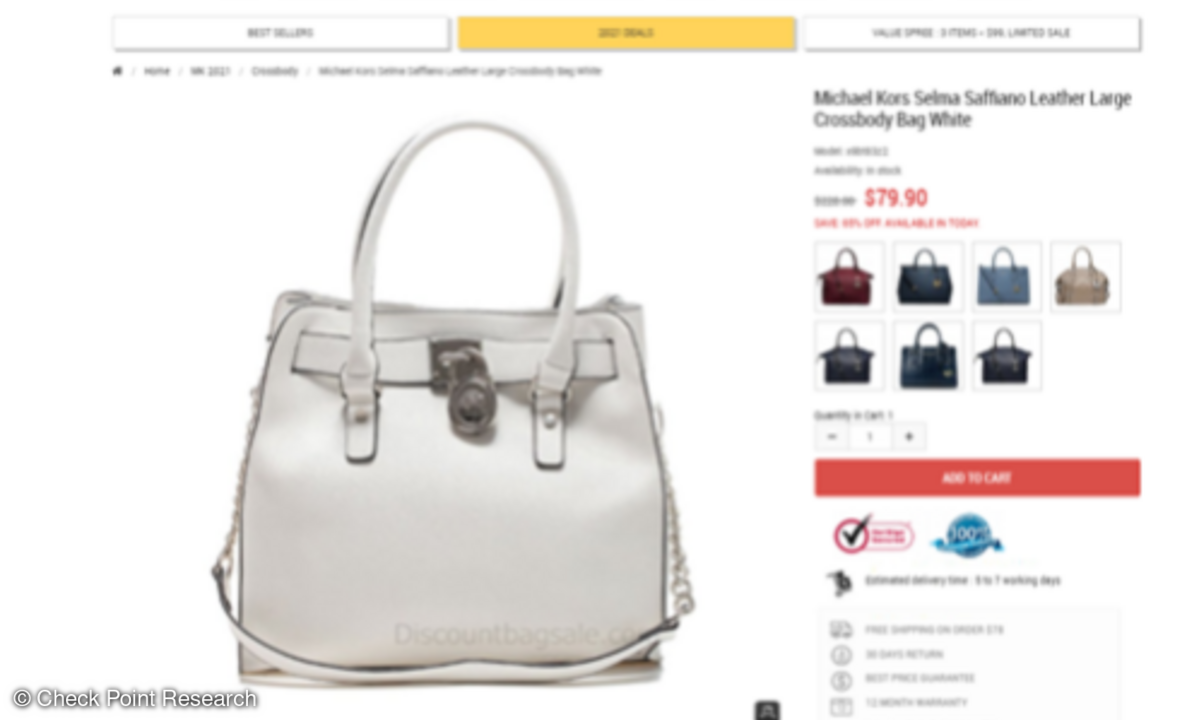 Gefälschte Web-Seite der Marke Michael Kors.