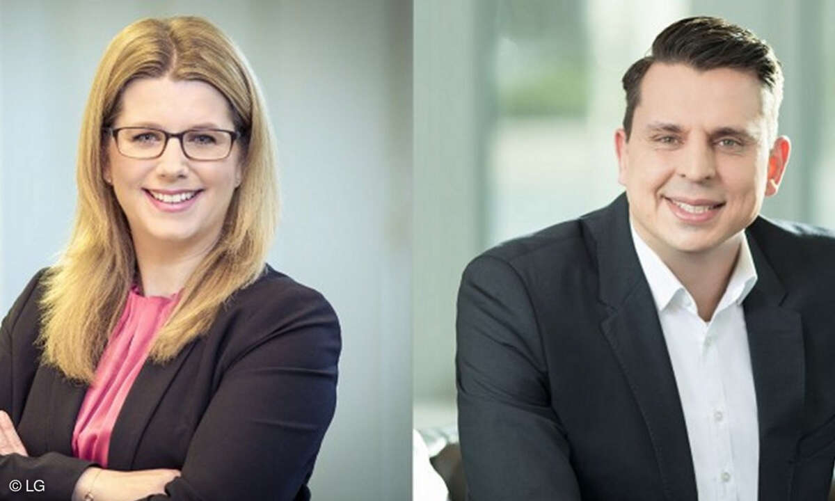 Tanja Brandt, Channel Marketing Manager, und Kai Volmer, Senior Sales Manager B2B D/CH bei LG