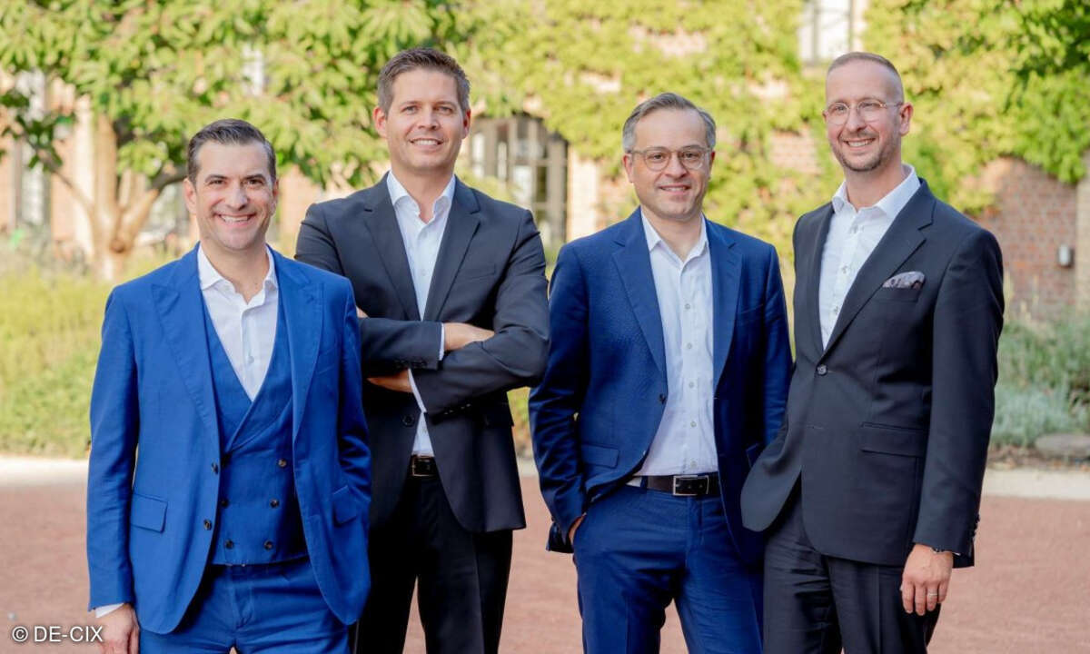 Der neue Vorstand der DE-CIX Group AG: Ivo Ivanov (CEO und Vorstandsvorsitzender), Sebastian Seifert (CFO), Dr. Thomas King (CTO) and Christian Reuter (CSO) (von links)