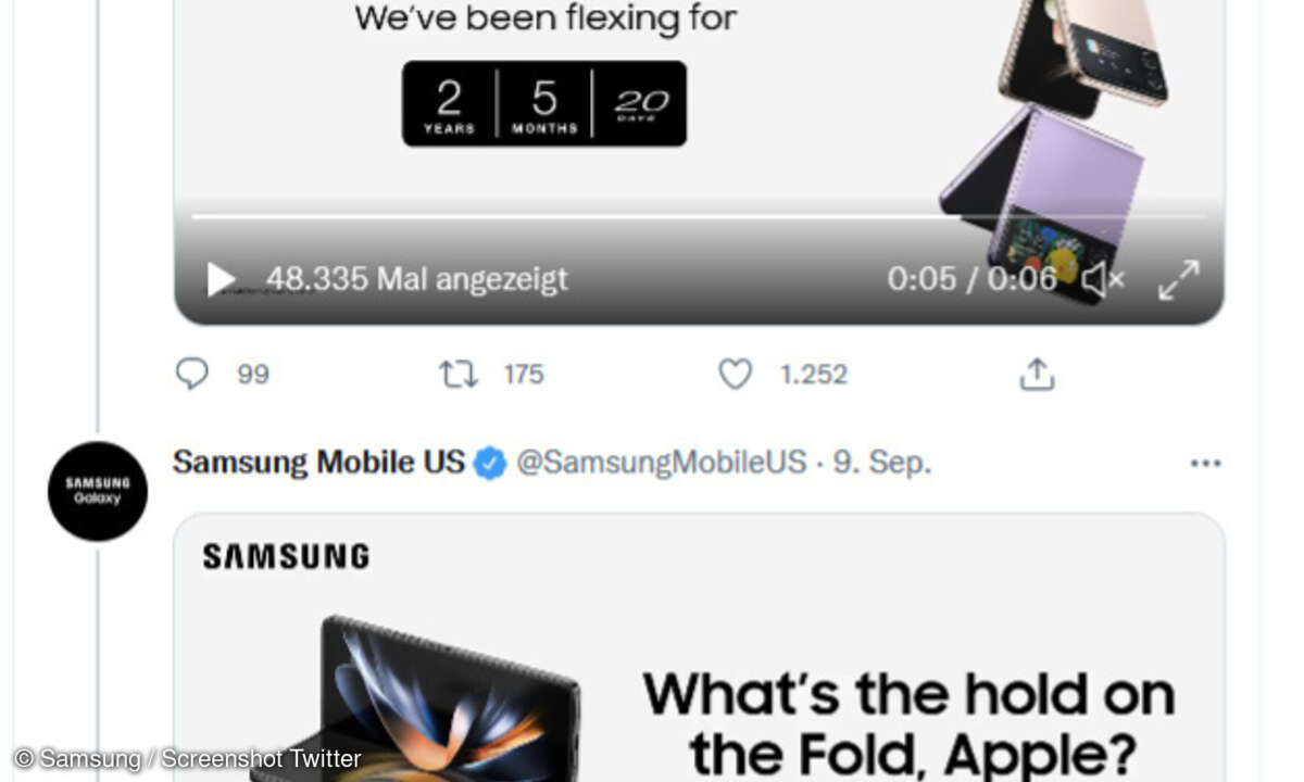 Samsung faltet Apple zusammen