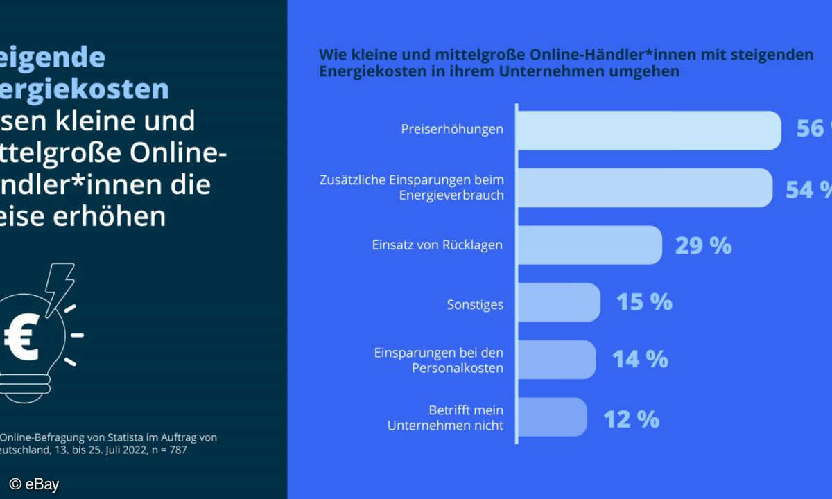 Für die Studie von Statista im Auftrag von eBay Deutschland wurden vom 13. bis 25. Juli 2022 787 kleine und mittelgroße Online-Händler verschiedener Branchen (mit Ausnahme des Lebensmittelsektors) in Deutschland befragt.