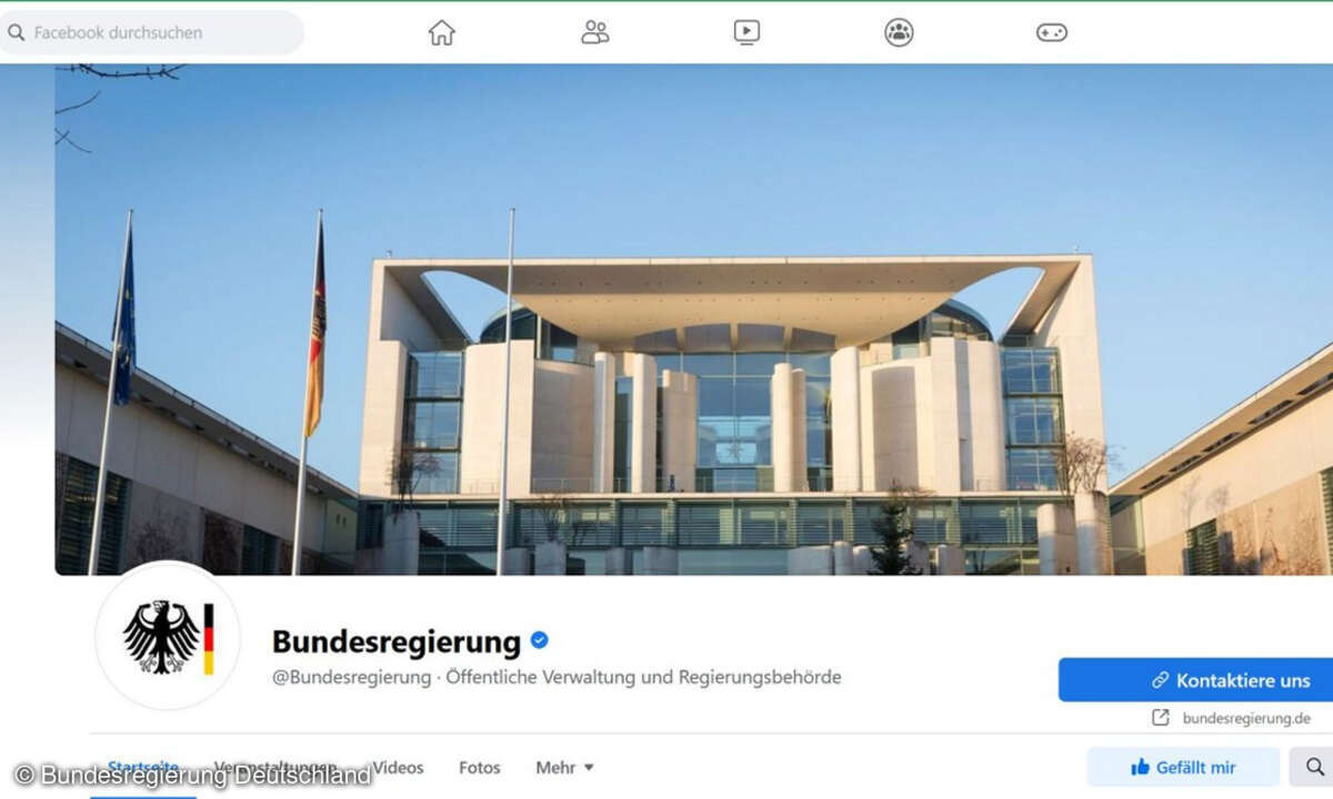 Facebook-Seite der Bundesregierung Deutschland