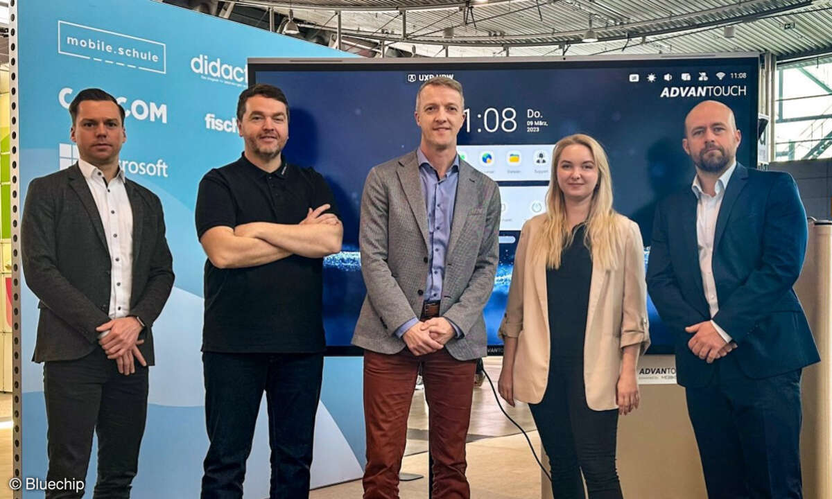 René Weinert, Bluechip, Horst Nickl, Mebikon, Andreas Luft, Bluechip, Anna Hofmann, Mebikon und Sascha Morbitzer, Bluechip (von links)