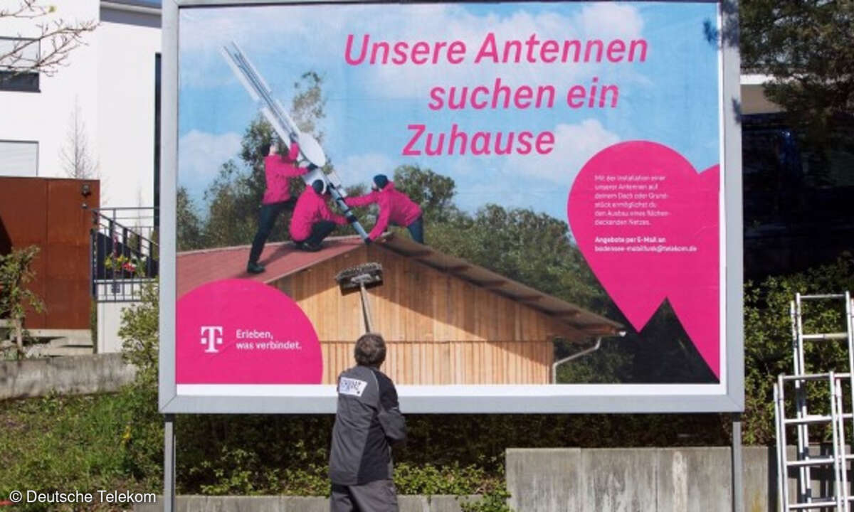 Plakat für die Suche nach Mobilfunkstandorten
