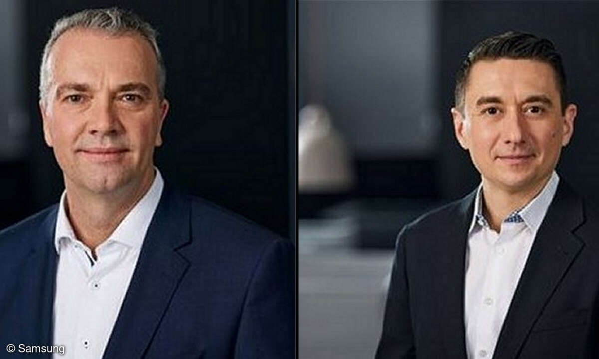 Sven Greier, Vice President TV/AV (links) und Markus Becker, Director Sales Mobile eXperience bei Samsung