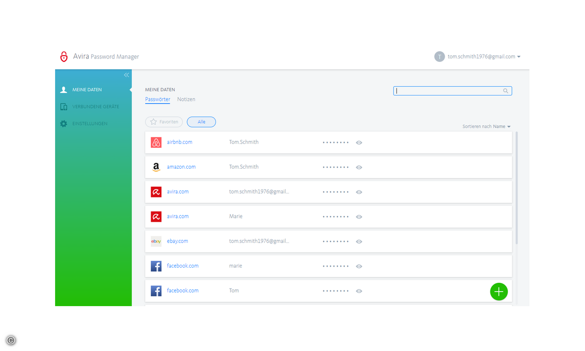 Avira_Password Manager_Dashboard_neu