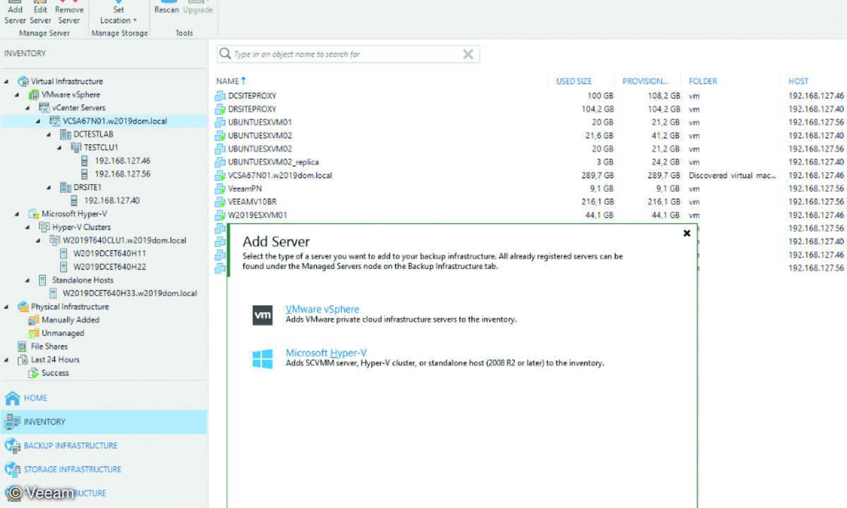 Bedienbarkeit Veeam-Konsole