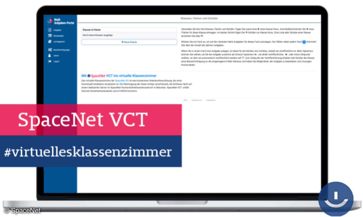 Das Portal inklusive der Videofunktionen läuft unabhängig von der IT-Infrastruktur einer Schule und ist sofort nach der Anmeldung einsetzbar, so SpaceNet.