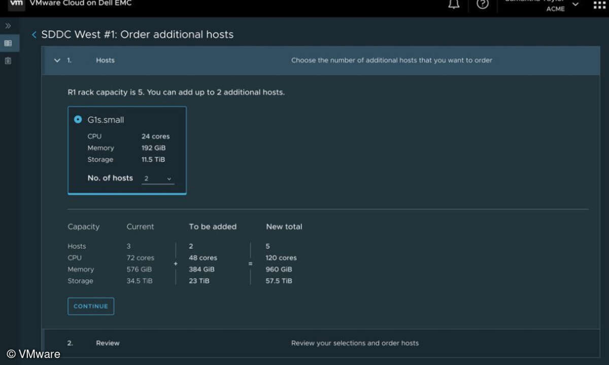 Screenshot VMware Cloud