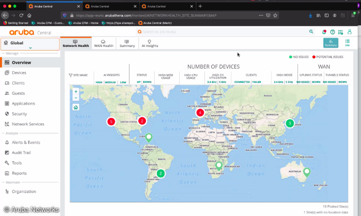 Aruba Central Map View