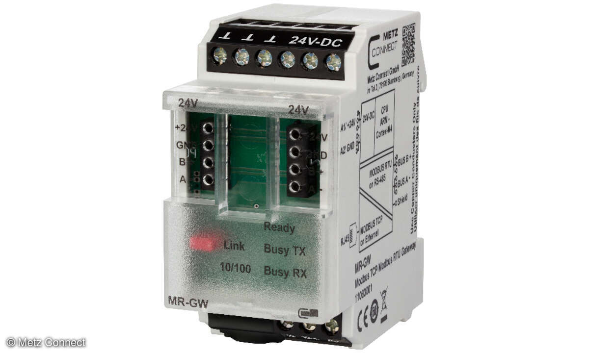 Die Integration von Modbus-RTU-Feldbusmodulen in ein TCP/IP-Netzwerk soll möglichst einfach, schnell und kostengünstig erfolgen. Vor diesem Hintergrund hat Metz Connect nach eigenen Angaben das Modbus Gateway MR-GW entwickelt.
