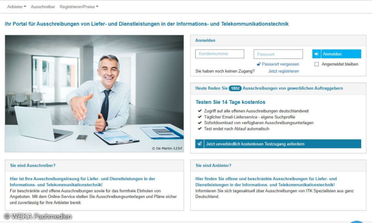 Mit ict-ausschreibungen.de launcht WEKA Fachmedien eine neue Plattform zur effizienten und zielgenauen Vermittlung von Ausschreibungen aus allen Teilbereichen der IT und Telekommunikation.