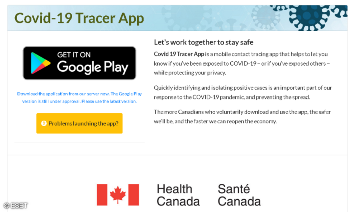 ESET Fake Corona-App in Canada