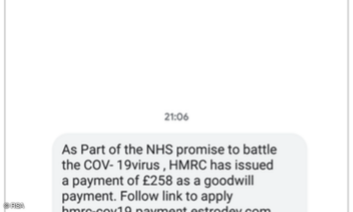 Smishing-Nachricht, vorgeblich vom britischen NHS.