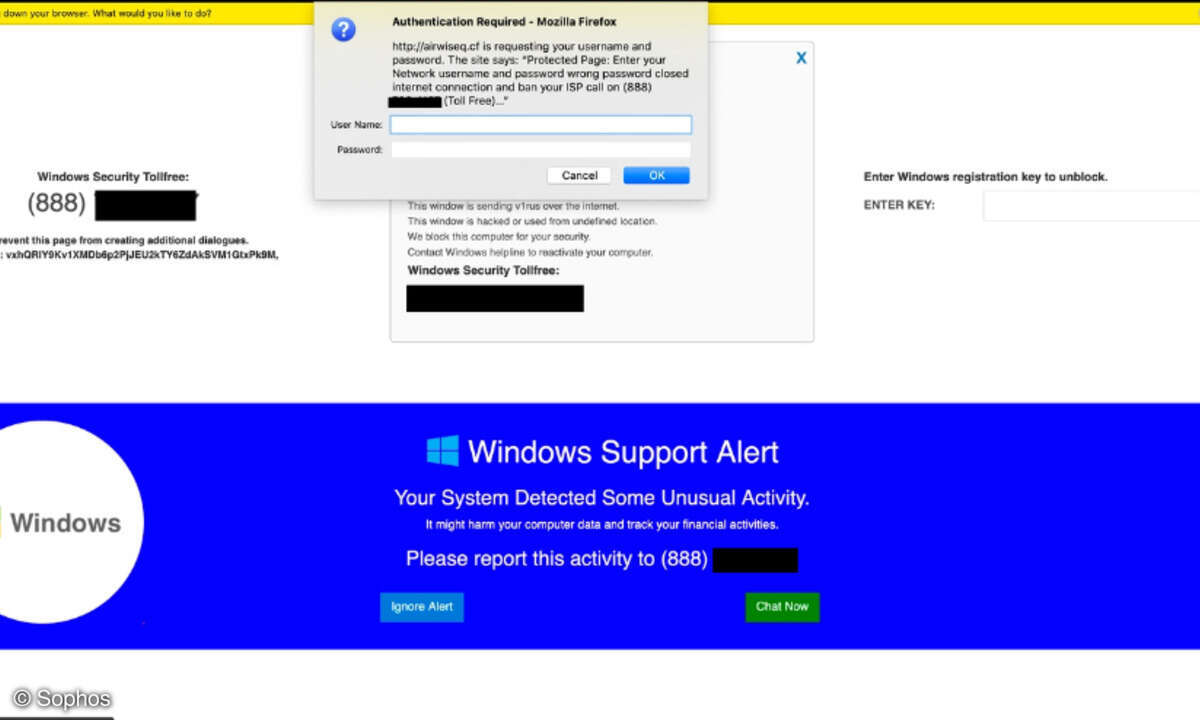 Sophos-Bild eines Support-Scams