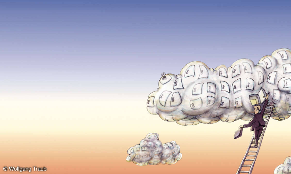 LANline-Cartoon Sicherer Cloud Storage