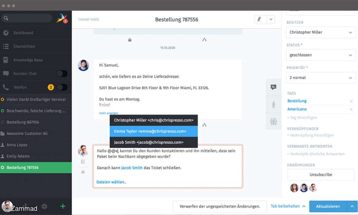 Zammad 4.0 Mentions