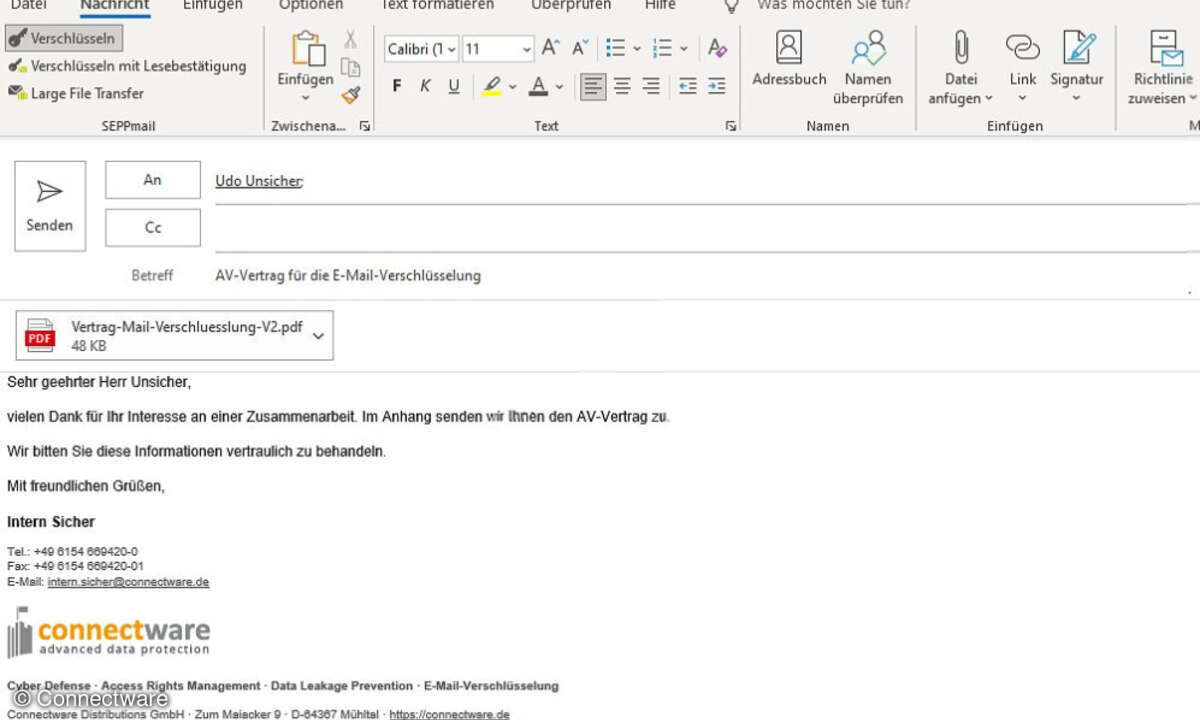 E-Mails mit einem Klick verschlüsseln.