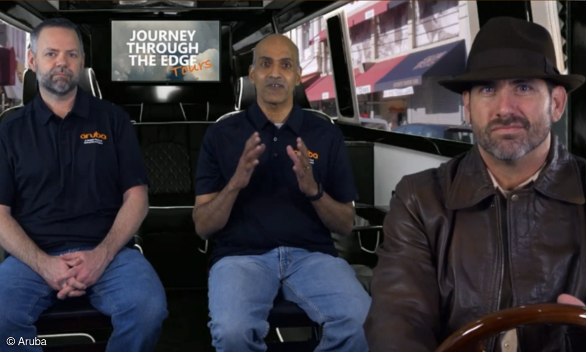 In der Keynote des zweiten Tags erläuterten CTO Partha Narasimhan und Jon Green, Arubas Chief Technologist for Security, die Neuerungen bei einer virtuellen „Bustour“.