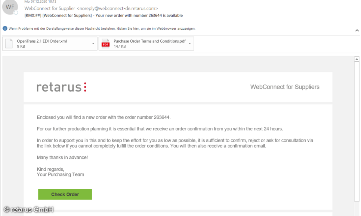 Retarus WebConnect for suppliers
