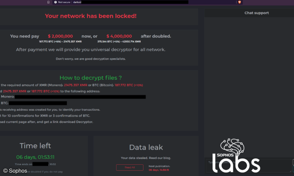 Screenshot DarkSide-Ransomware