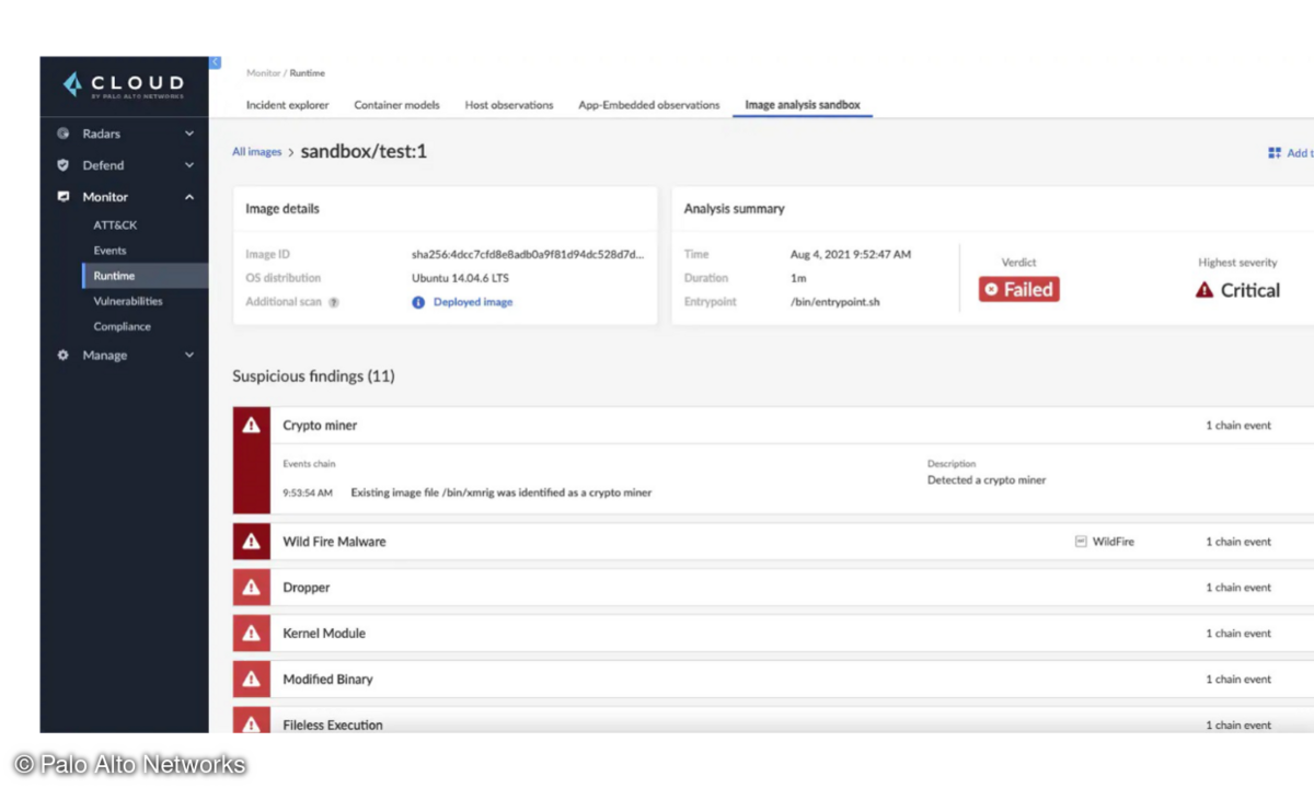 Palo Alto Networks Container Image Sandboxing