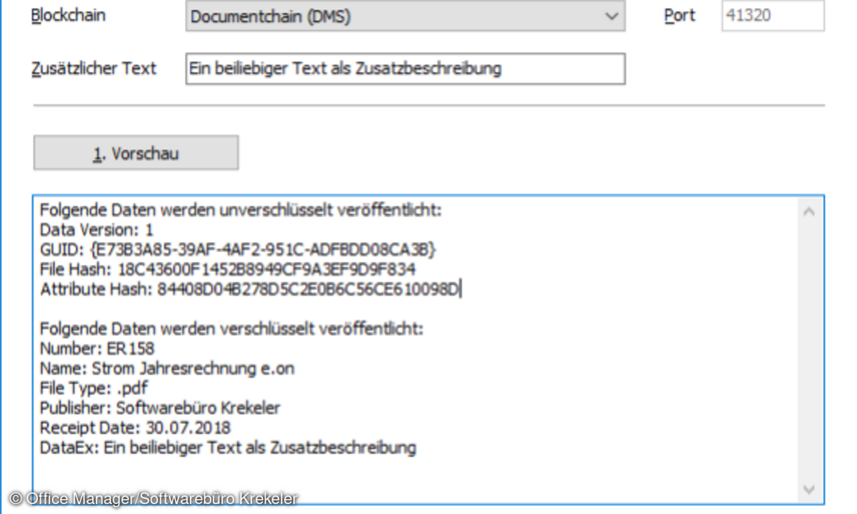 Der Hash-Wert identifiziert das Dokument eindeutig.