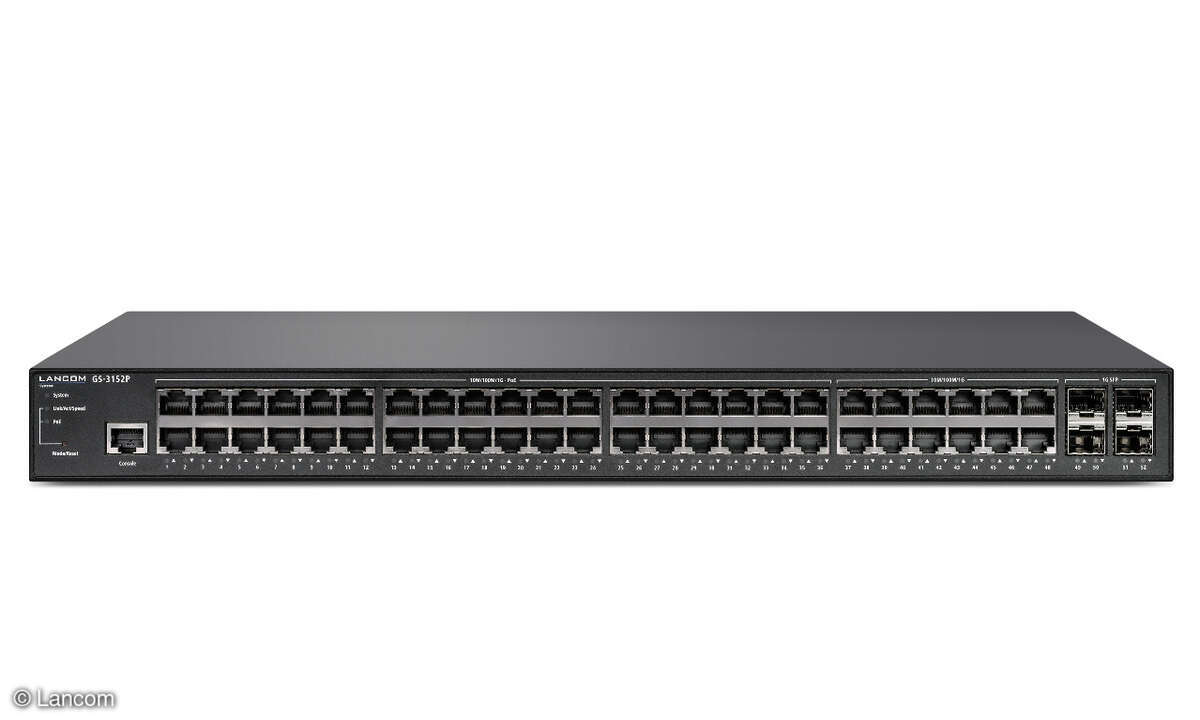 Mit dem GS-3152P erweitert Lancom das 48-Port-SMB-Access-Switch-Portfolio um einen rein auf Gigabit-Technik basierenden PoE-Switch.