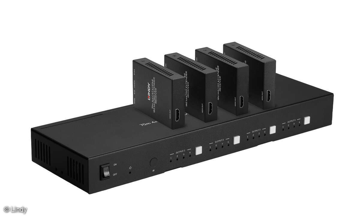 Der vor Kurzem vorgestellte Lindy 4x4 HDMI Matrix Extender bietet laut Hersteller eine leistungsfähige und professionelle Lösung für die Verteilung von 4K-HDMI Signalen über vier mitgelieferte Receiver.