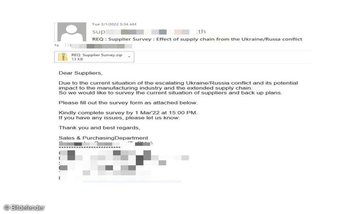 Spam-Mail mit Agent Tesla