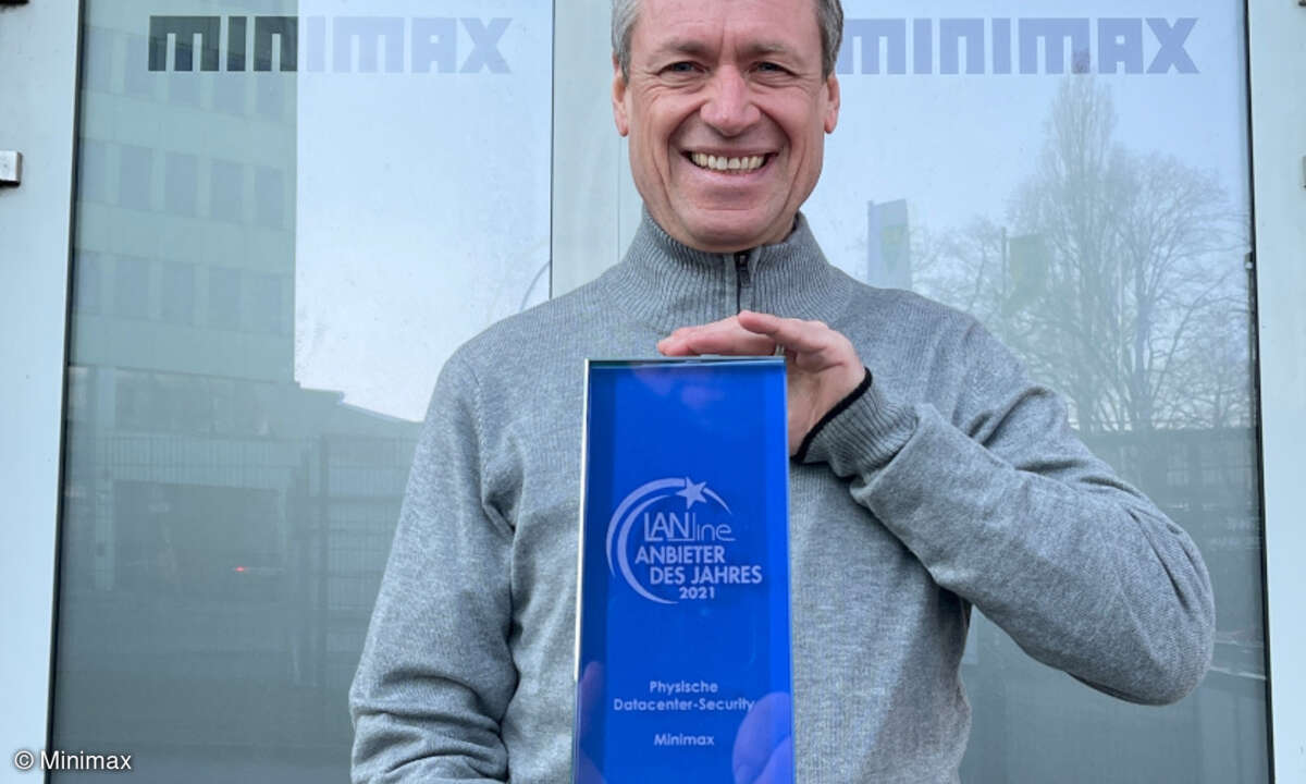 Bei der Leserwahl der LANline zum Anbieter des Jahres konnte Minimax seinen Sieg aus dem Vorjahr wiederholen. Im Bild Dipl.-Ing. Christian, Key Account Manager Datacenter/IT bei Minimax, mit dem Pokal.