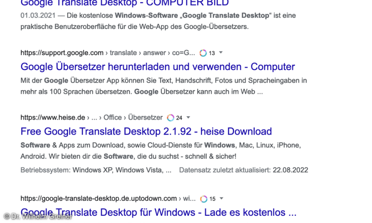 Die Malware erscheint als eines der Top-Suchergebnisse bei einer Suche nach einer Desktop-Version von Google Translate.