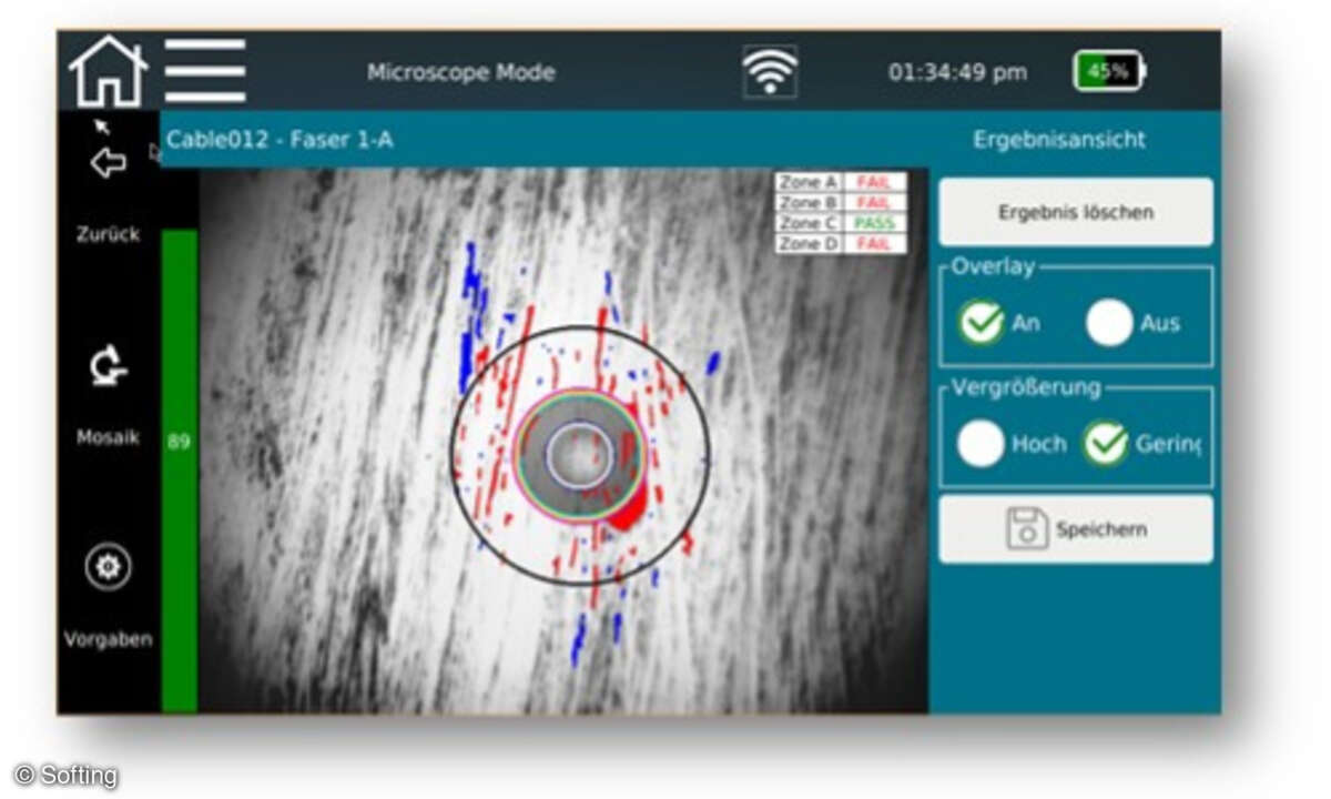 Digitales Mikroskop mit automatischer Analysesoftware.