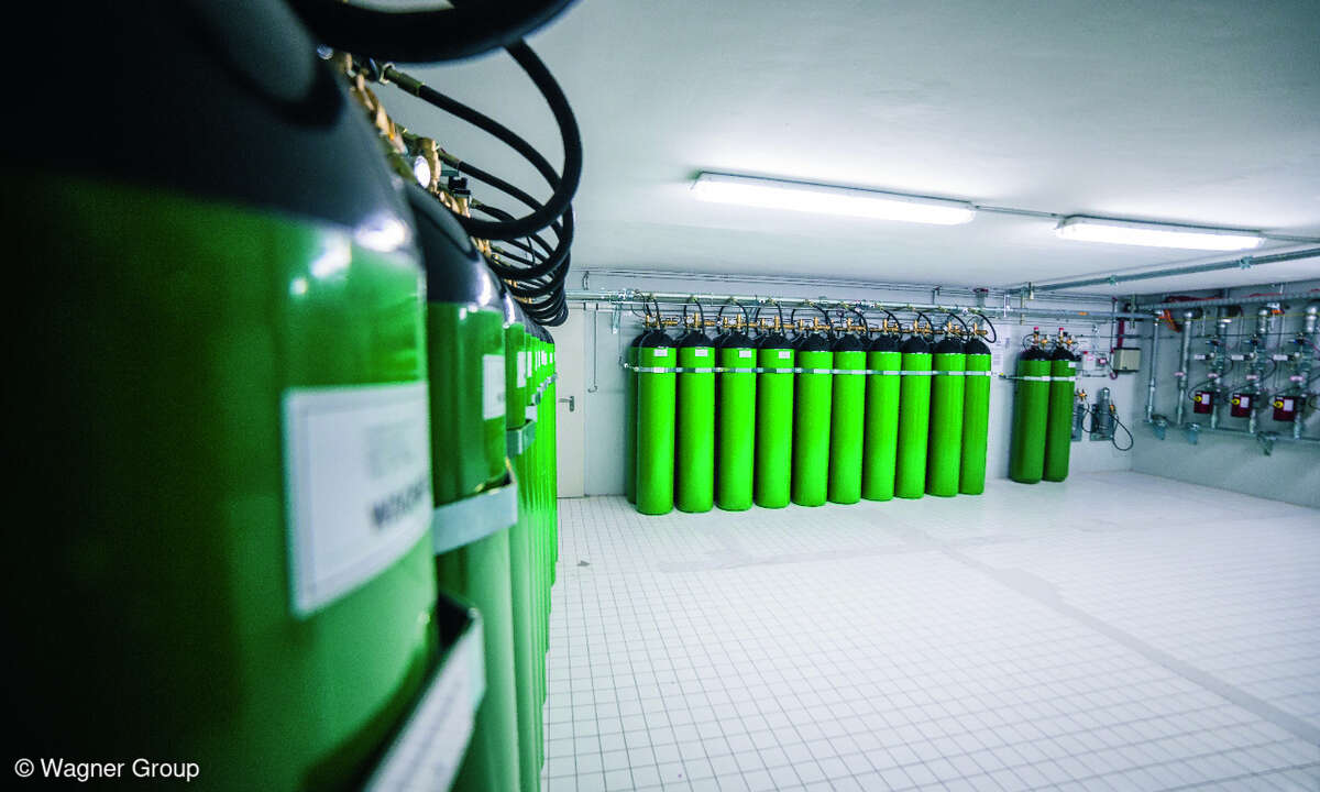 Gaslöschreservoir im Rechenzentrum.