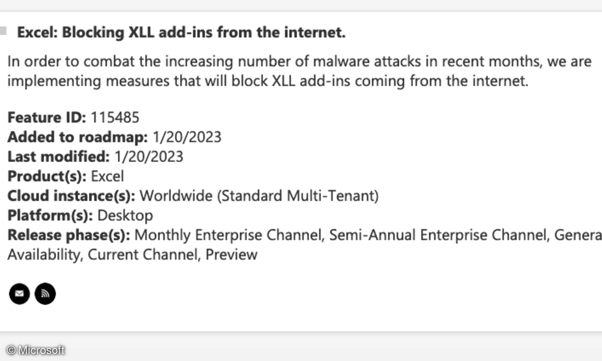 Microsoft will die XLL-Nutzung einschränken.